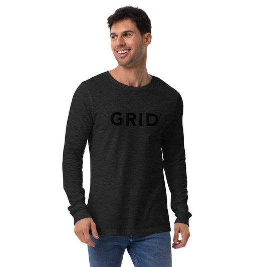 Unisex Long Sleeve Black on Black GRID