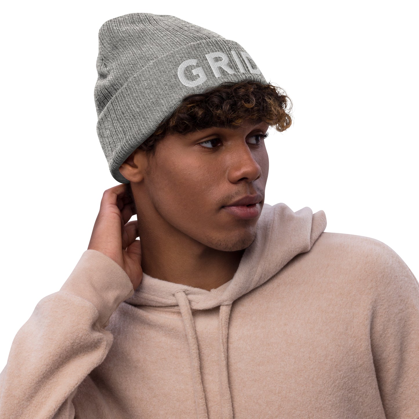 GRID Ribbed Knit Beanie