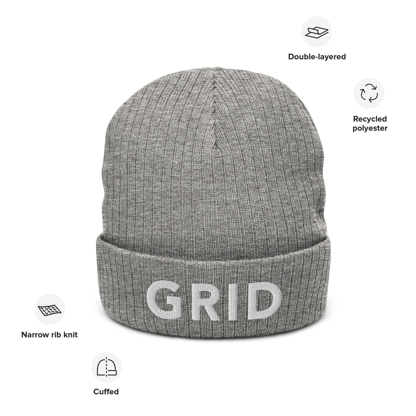 GRID Ribbed Knit Beanie